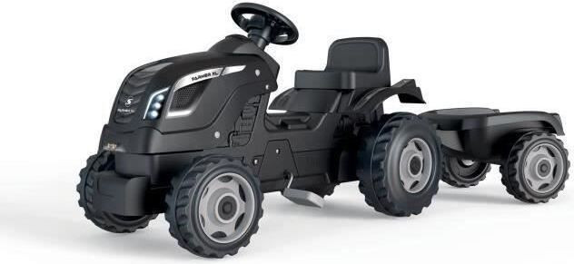 Smoby Tret Traktor Farmer XL met afneembare aanhanger en verstelbare zitting, Zwart