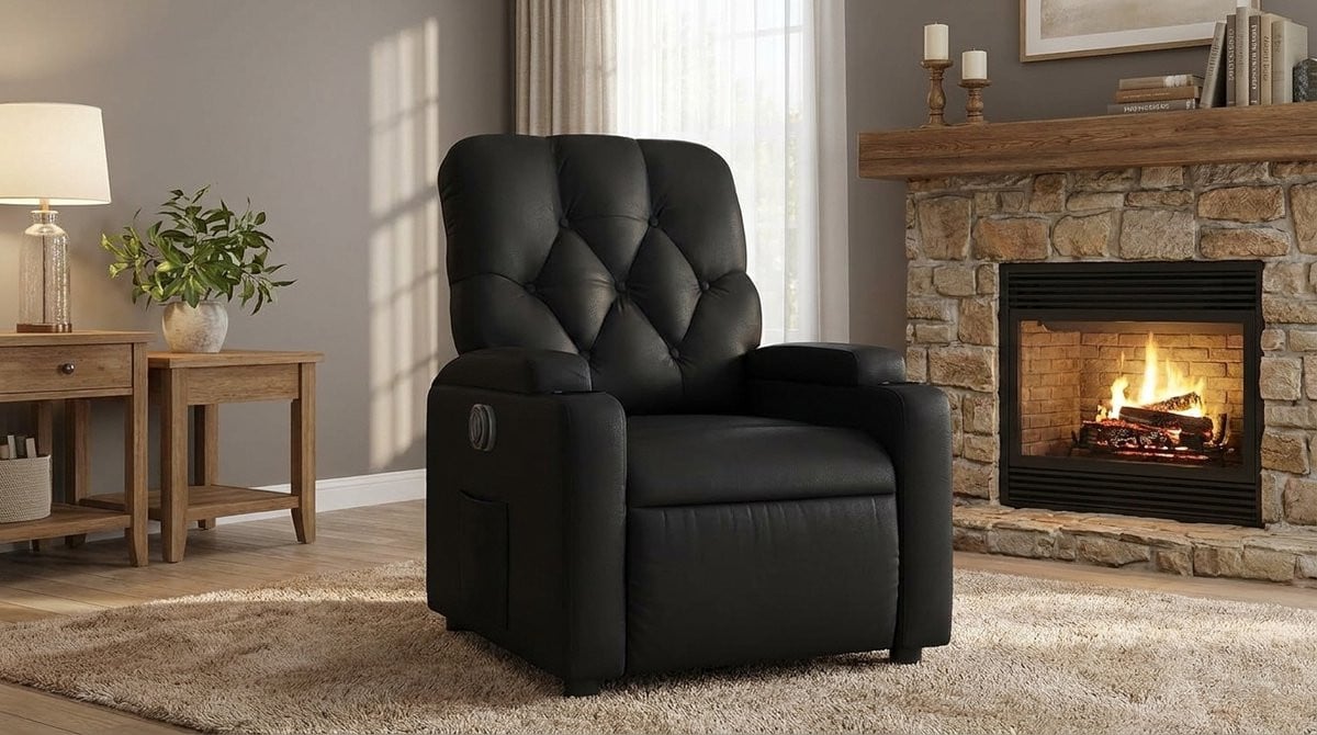 Moderne luxe kunstleer fauteuil voor volwassenen - Zwart