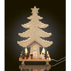 Hellum LED-Holz-Stimmungsleuchter "Waldhaus" 10 LEDs batteriebetrieben