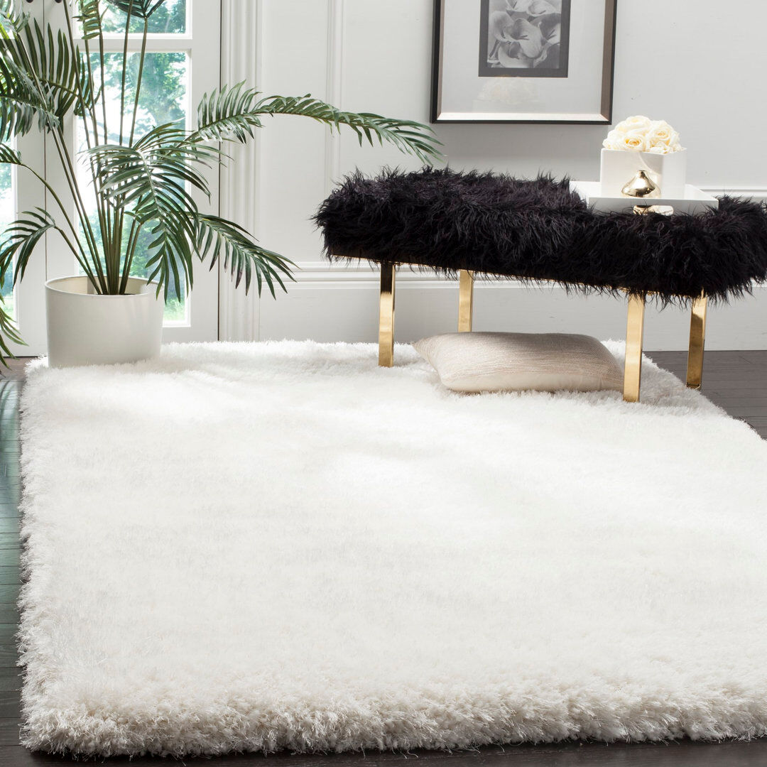 Blue Elephant Handmade Tufted Ivory Area Rug Ivory Rectangle 122 x 183cm