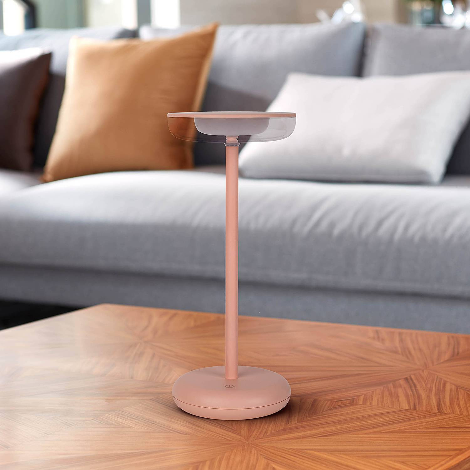 home24 LED-tafellamp Pasi roze, Ø 11 cm