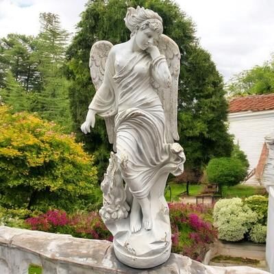 Zaer Ltd "63"" Tall Magnesium Angel Statue in Antique Grey ""Lillith"""