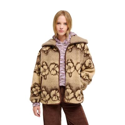 Outdoorjacke ROXY "Feels Like Winter", Damen, Gr. L, beige (peeble hibi sherpa), Obermaterial: 100% Polyester., Jacken Outdoorjacke