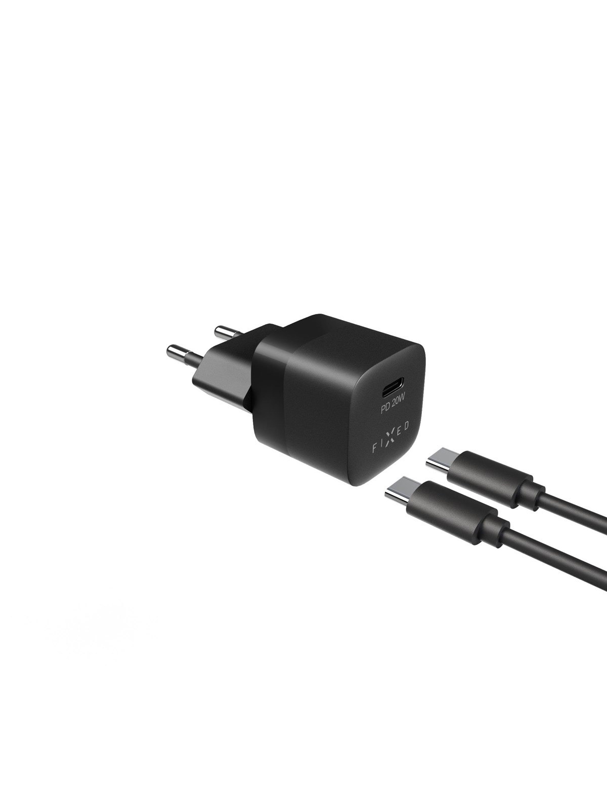 FIXED Fast Charger USB-C PD 20W + USB-C cable 1m Black