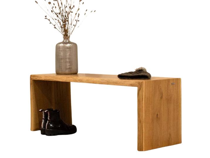 Massivholzbank 120 x 45 cm Eiche geölt mit Baumkante