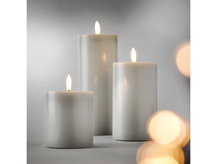 LED-Kerzen 3er-Set 8 x 18 x 8cm Grau/Grau