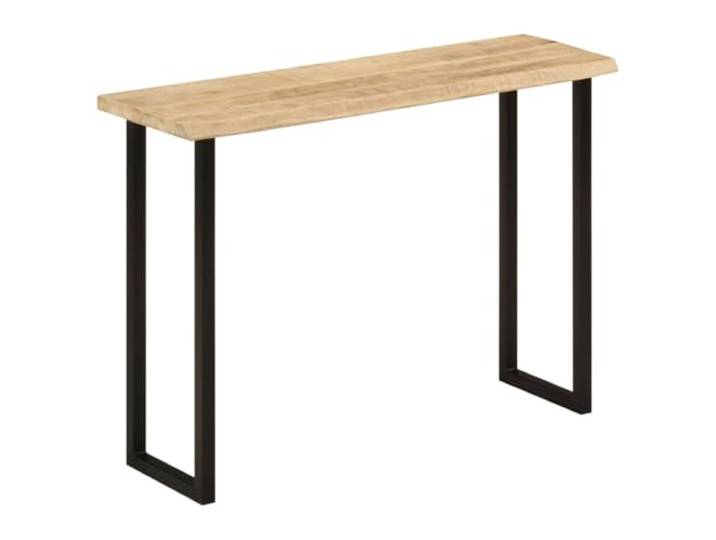 KGTKGTYER Konsolentisch Mango-Massivholz Flur/Wohnzimmer-Tisch 105x33x76 Mit natürlicher Baumkante, Stabile U-Beine aus Stahl, Industrieller Stil