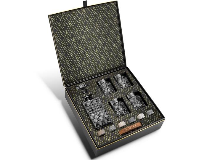 Edler Whiskey Dekanter mit Gläser und Kühlsteinen Geschenkset