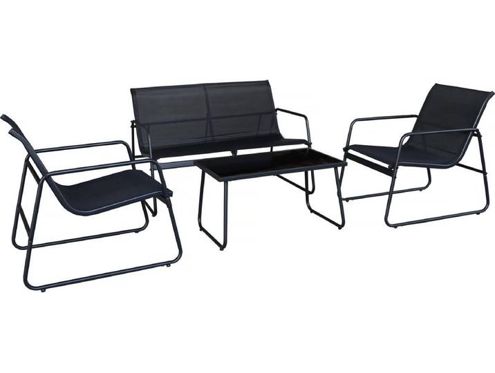 Gartenmöbel aus Metall \ Fortaleza\ – 4-Sitzer – Schwarz