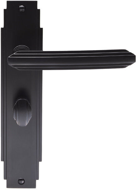 Carlisle Brass Art Deco Bathroom Door Handle Matt Black 20cm H X 4.5cm W