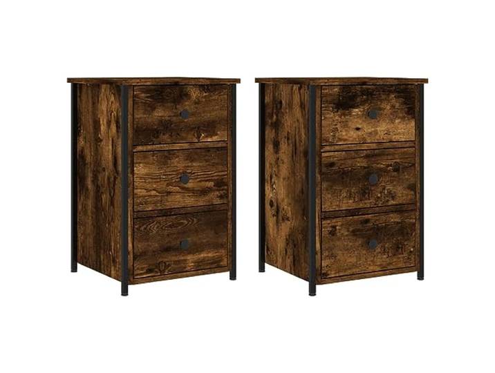 Heofavd Nachttisch 2er Set Räuchereiche 40x36x60cm Beistelltisch