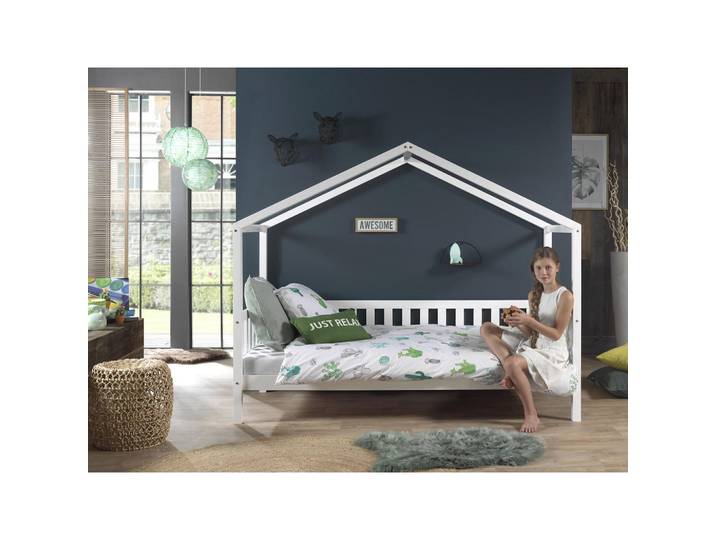 Vipack Hausbett, Weiß, Holz, Kiefer, 90x200 cm, Kinderzimmer & Jugendzimmer, Kindermöbel, Kinderbetten, Hausbetten