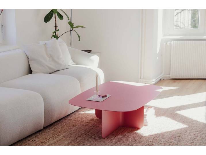 Couchtisch Livia – Japandi Design aus pulverbeschichtetem Blech - Pink Lemonade - Luxusbetten24