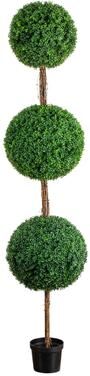 Nearly Natural 8-ft UV Resistant Artificial Triple Ball Boxwood Topiary Tree - Green