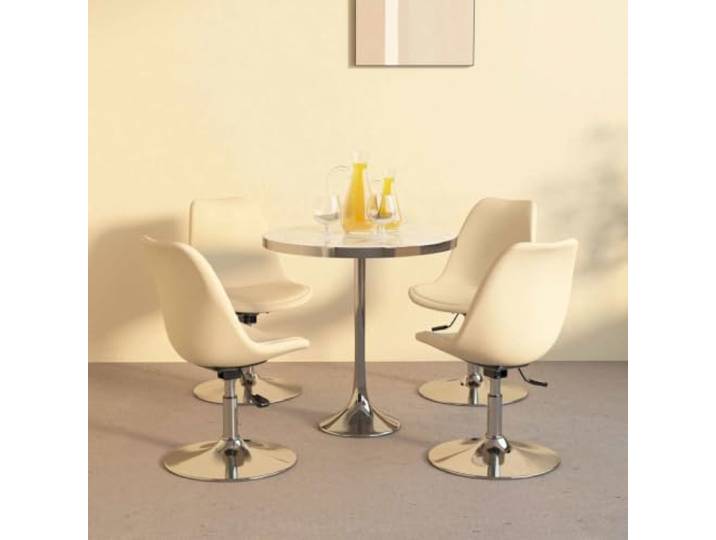 UYPTERF Esszimmerstühle 4 STK. Drehbar Creme Stoff Höhenverstellbar,360 Grad drehbar,verchromtes Metallgestell,110 kg pro Sitzplatz,festes Gewebe