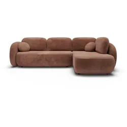 ECKSOFA AMICO II R-S Braun Geflochtener Stoff mit Schlaffunktion