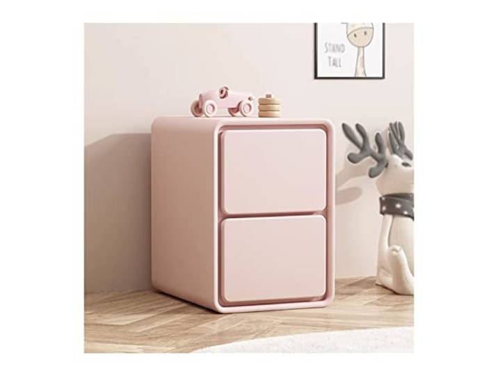Vielseitig Nachttisch aus Leder mit 2 Schubladen, rosa Schlafzimmer Kleiner Aufbewahrungsschrank(L30xD40xH48cm)