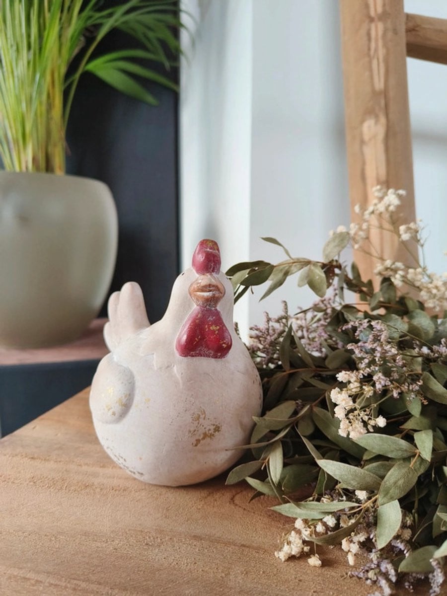 Countryfield Witte kip tabletop decoratie voor volwassenen