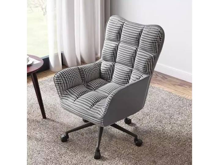 TANZEM Schaukelstuhl, Sessel, Sofastuhl, Computer-Bürostühle, 360°-Drehstuhl mit Rollen, moderner Stoffsessel, Heimarbeitsstuhl, Schwammkissen, fauler Stuhl mit hoher Rückenlehne (Farbe: kariert)