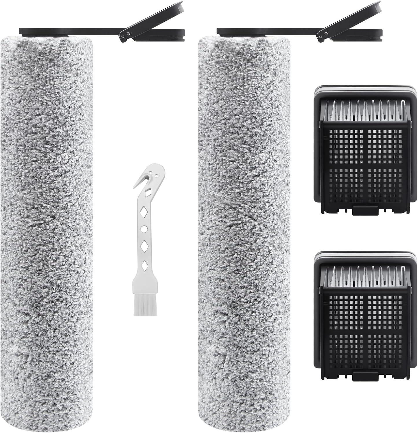 Set van 2 vervangingsborstelrollen en 2 HEPA-filters geschikt voor stofzuigers