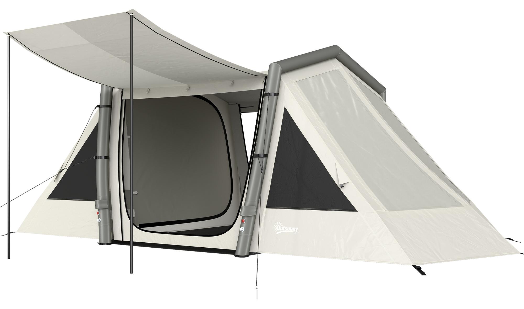 Aufblasbares Zelt 4 Personen Schneller Aufbau Outdoor Zelt für Camping mit 2 Schlafzimmern Vorraum Fenster