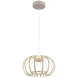 LED Hängeleuchte Pendelleuchte Deckenleuchte Metall sandfarben Dimmbar H 120 cm