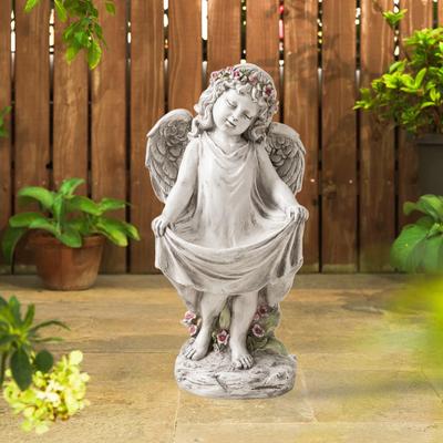 Glitzhome Sleeping Angel MGO Garden Statue for Outdoor Indoor Coastal Sculpture