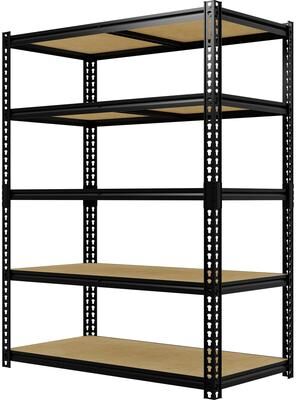 Garvee "48"" W 5‑Tier Heavy‑Duty Garage Shelving — 72""H x 48""W x 24""D Carbon Steel Storage Rack, Up to 3,000 lb Capacity"