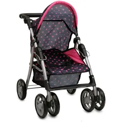 Moni Puppenwagen Punkte 9352, zusammenklappbar, Schiebehöhe bis 62 cm