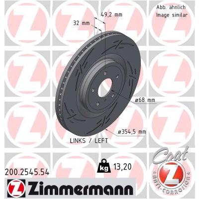 ZIMMERMANN Bremsscheibe 200.2545.54 Vorderachse links Geschlitzt 355mm 32mm für INFINITI