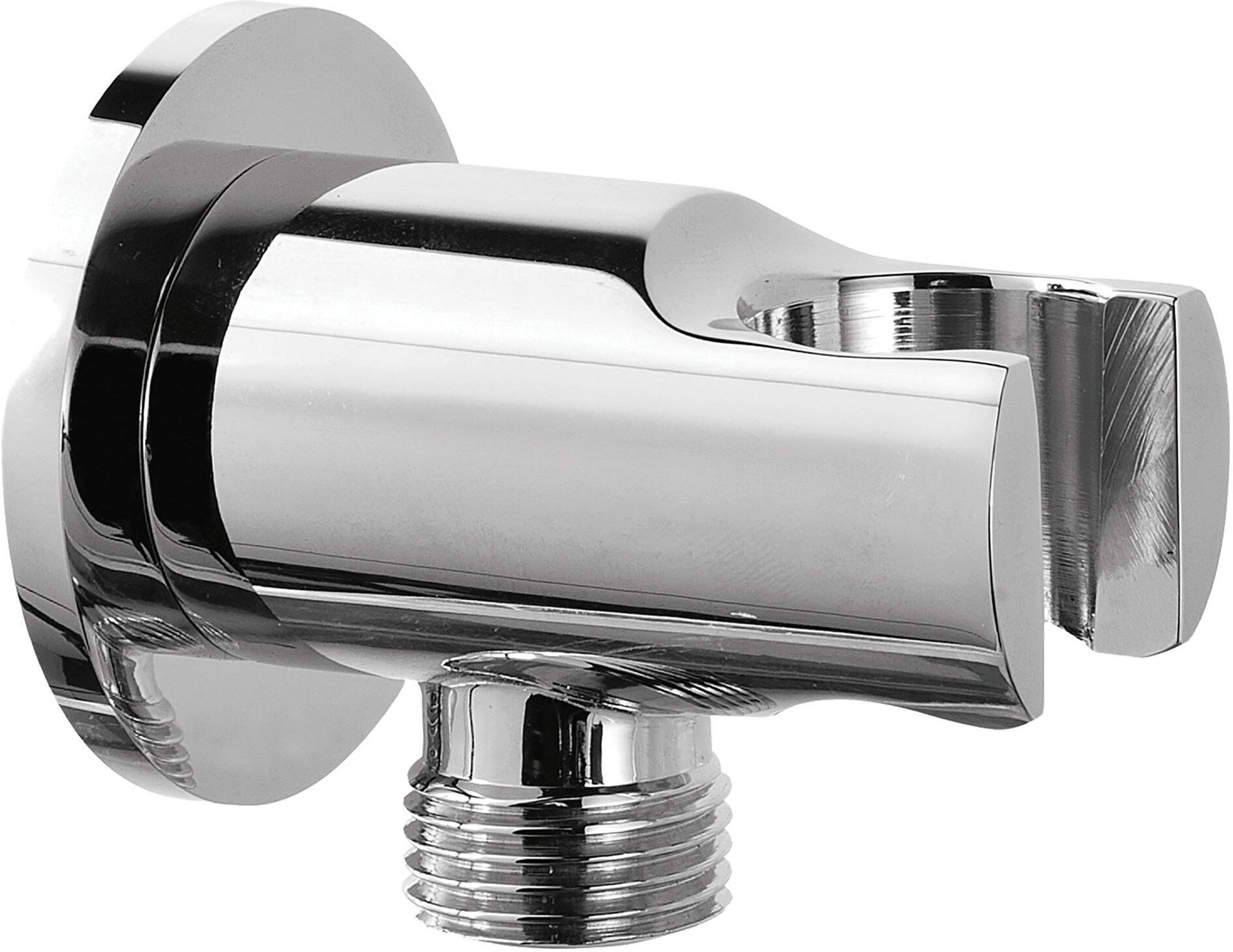 Tecnomat PRESA ACQUA TECOM TONDA CROMO IN OTTONE M1/2" CON ROSONE E SUPPORTO PER DOCCETTA