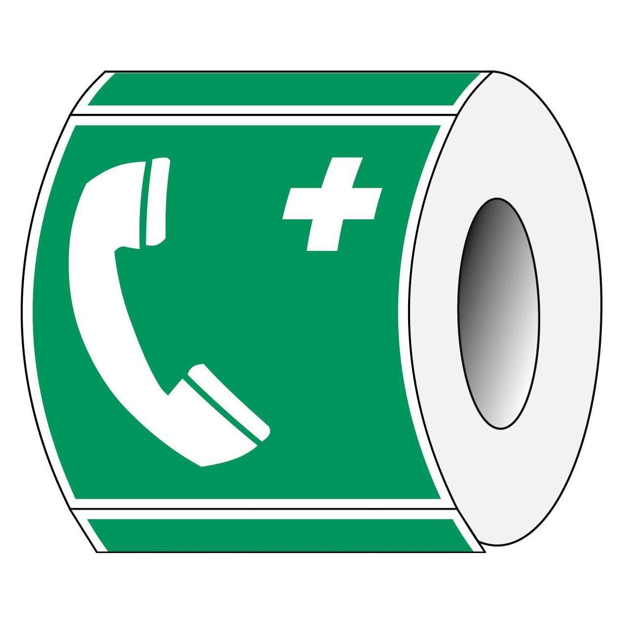 Brady ISO 7010 PIC E004 B-7541 ISO Sicherheitskennzeichnung - Notruftelefon Laminierter Polyest (PIC E004-100X100-PE-ROLL/1)