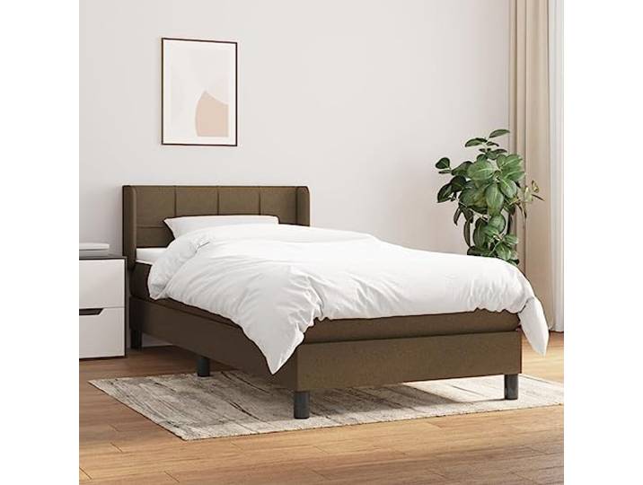 YNGBHFNOP Strapazierfähiger Stoff Höhenverstellbares Kopfteil Boxspringbett mit Matratze Dunkelbraun 100x200 cm Stoff Polsterbett mit Bonnell-Federkernmatratze Höhenverstellbares Kopfteil