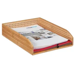 relaxdays Dokumentenablage Bambus perforiert braun, 25x7x33 cm