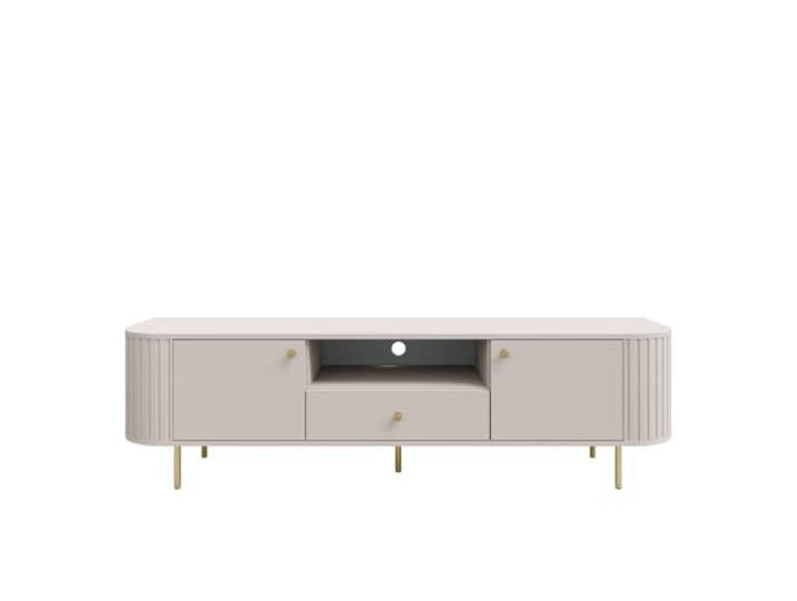 TV-Schrank Ovalio 180,6x42,3x50 cm, Sandbeige, Goldene Metallbeine