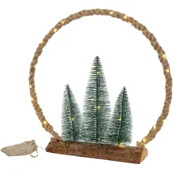 LED JUTE KREIS 45 cm 45LED Warmweiß Batteriebetrieben Timer Innen
