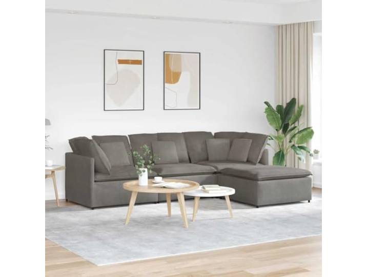 HEFZGDB Modulares Sofa mit Fußhocker in Hellgrau aus Cordstoff – Elegante Sitzgruppe mit atmungsaktiver Polsterung und robustem Metallrahmen für vielseitige Raumgestaltung