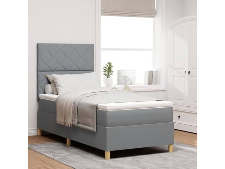 SKTQYQO Boxspringbett und Matratze Hellgrau Einzelbett Stoff Multifunktionsbett Bettrahmen für Schlafzimmer Geeignet für Hotel und Arbeitszimmer