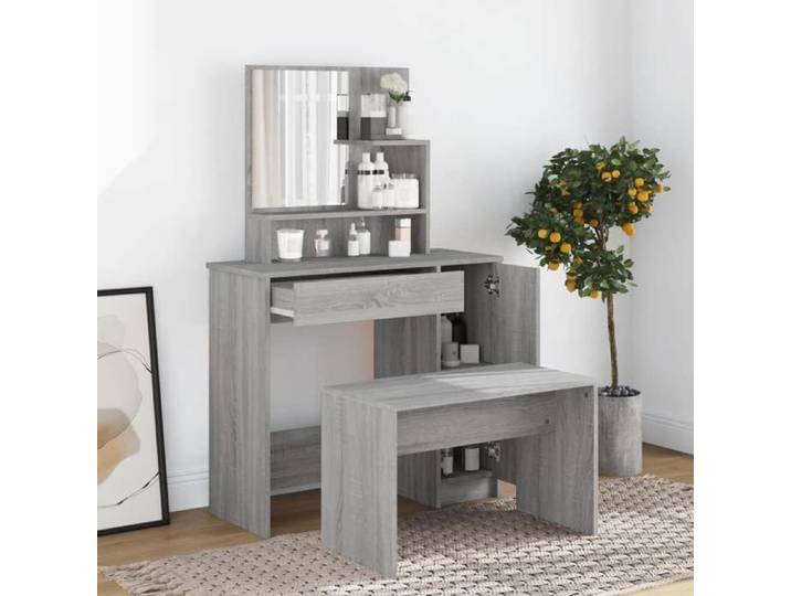 Coiffeuse Gris Ensemble de coiffeuse 1 PC - NGM - Armoire maquillage - Sonoma gris 86 5x35x136cm - c5498331119