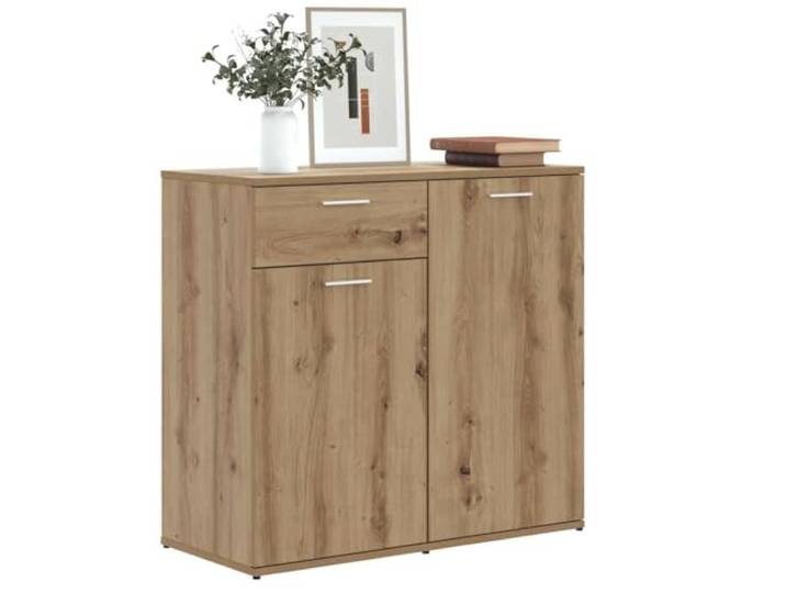 KTHLBRH Anrichte Eiche Handwerk 80 x 36 x 75 cm Spanplatte Flexibles Design von Tür und Schublade, großer Stauraum, robuste Platte, leicht zu reinigen