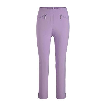 7/8-Hose GOLDNER "Stretchhose LOUISA, dehnbar & mit Taschen", Damen, Gr. 48, N-Gr, lila, Obermaterial: 67% Baumwolle CO. 28% Polyamid PA. 5% Elasthan EL., normal, Hosen 7/8-Hose, Ohne