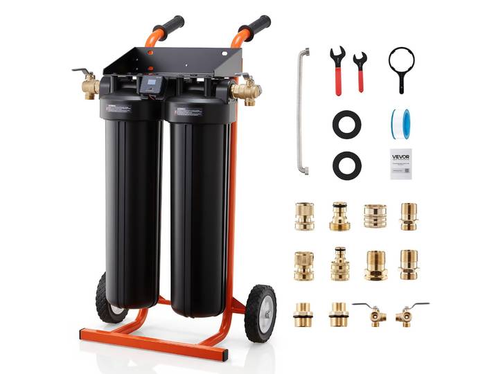 Système de désionisation de l'eau VEVOR pour lavage automobile\, 1250 litres\, désioniseur d'eau pour lavage automobile avec deux cartouches de résine échangeuse d'ions mixtes de 4 litres\, station de lavage automobile désionisée avec valve de dérivation à rouleaux pour véhicules