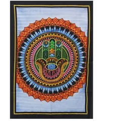 Handbrushed  Cotton Wall Art - Hamsa