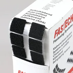 Klettquadrate in Spenderbox, 230 Sets, 20 mm, selbstklebend schwarz | Format: 20 x 20 mm, Kunststoff