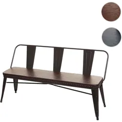 3er Sitzbank HWC-H10, Garderobenbank Esszimmerbank, Kunstleder Chesterfield Industrial Gastronomie ~ schwarz-braun