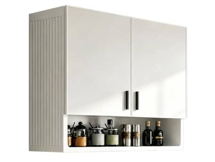 LYUCAYHQ Hängeschrank küche mit offenem Regal, metallschrank Aluminiumlegierung mit dreieckiger Metallhalterung, für Küche, Bad und Waschküche(White,60x32x80cm/24x13x31in)
