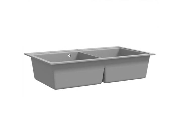 Xhnifbn Granitspüle Doppelbecken Grau 860x510mm Einbauspüle Küche Hitzebeständige Quarzkomposit Küchenspüle für die Küche, kratzfeste Oberfläche mit Siebkorb für 900mm Unterschrank.