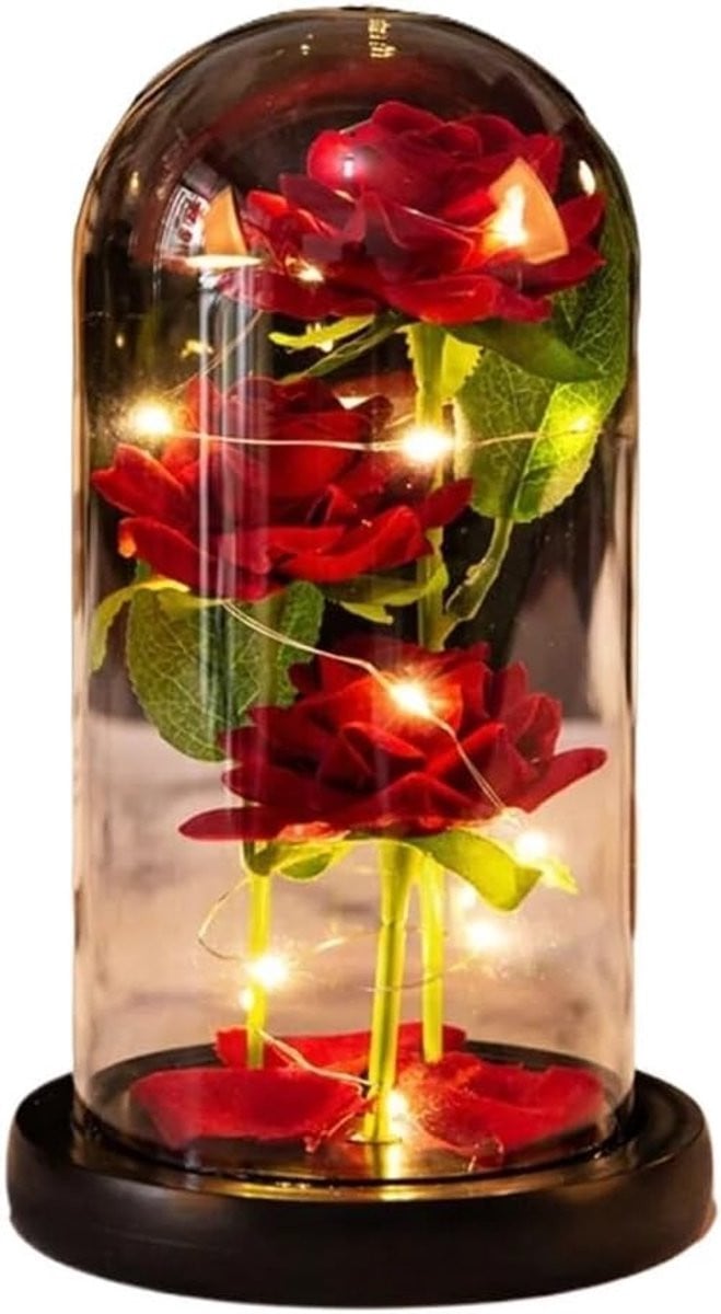 Glazen Roos Kunstbloem Decoratie Goud - 15 cm Hoog