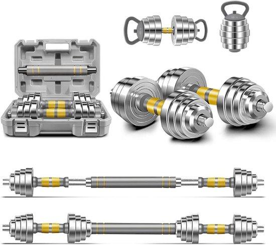 Verstellbares Hantelset - Gewichtsset - Krafttraining - 3-in-1-System - Bis zu 40 kg - Metall