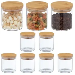 relaxdays 9er-Set Vorratsgläser mit Deckel 0,5 l weiß, 10 cm